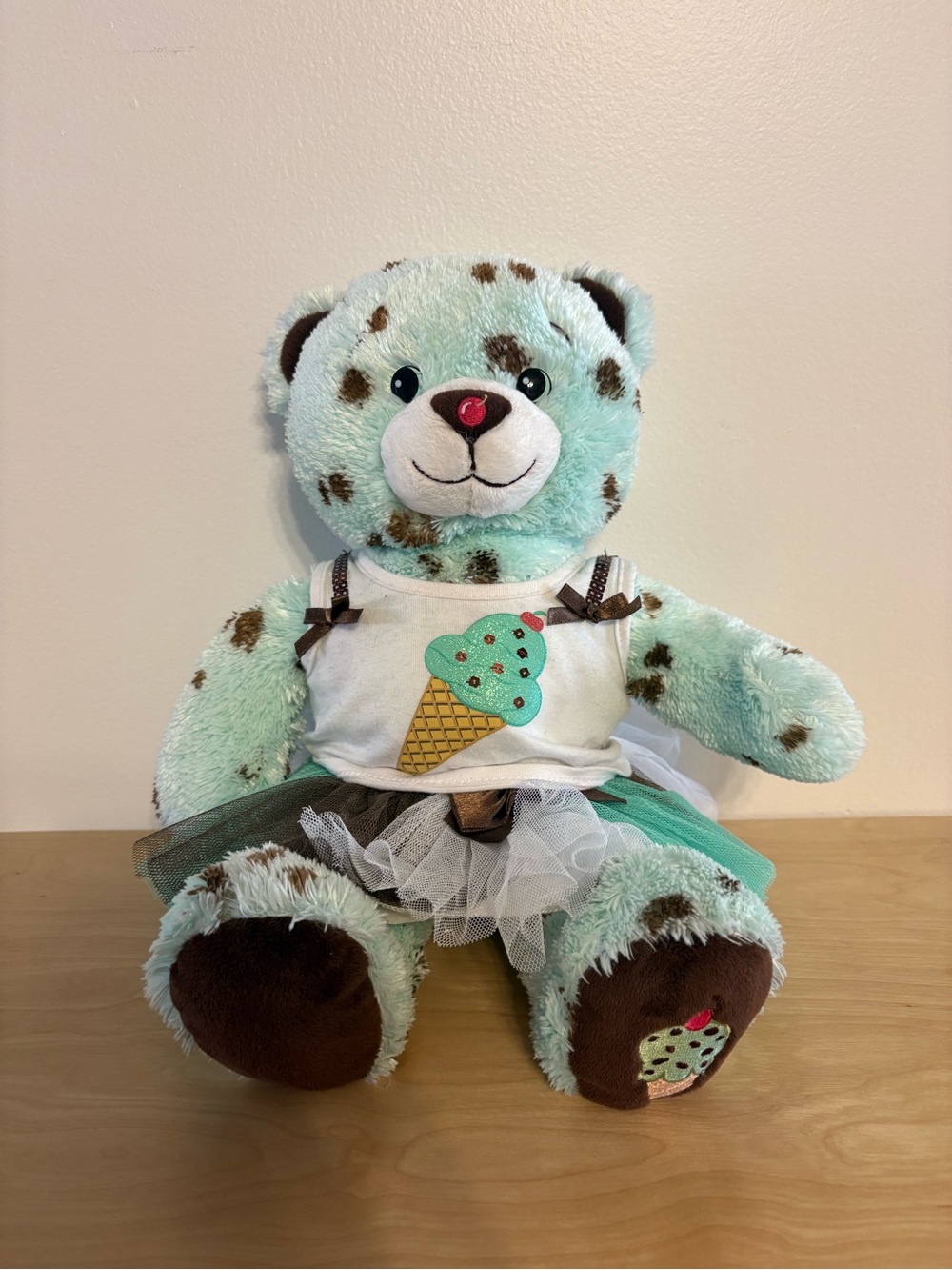 Build-A-Bear Mint Green and Brown Ice Cream Bear (Retired)